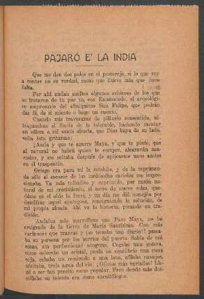 Pajaró e´la India