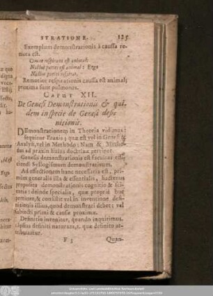 Caput XII. De Genesi Demonstrationis & quidem in specie de Genesi definitionis.