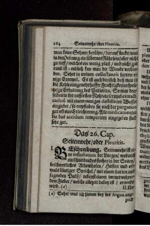Das 26. Cap. Seitenwehe/ oder Pleuritis.