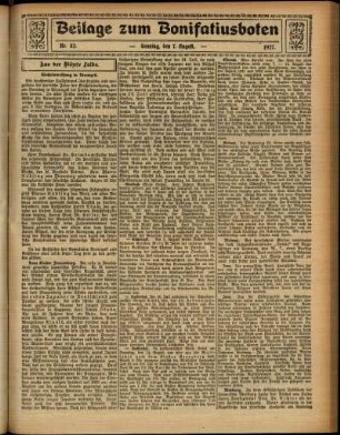 Zweite Ausgabe vom Sonntag, den 07. August 1927.