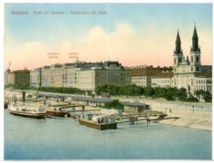 Budapest. Petöfi-Platz mit Corso, Hotel Hungaria und Bristol