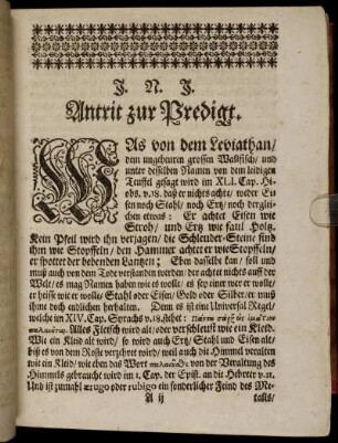 Antritt zur Predigt; Textus; Eingang; Erklärung.