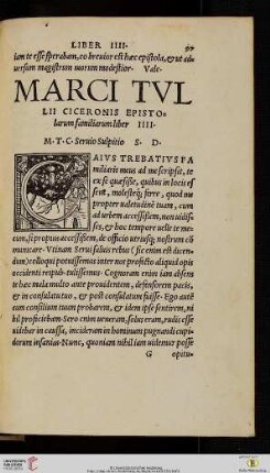 Marci Tvllii Ciceronis epistolarum familiarum liber IIII