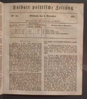 Mittwoch, den 9. November. 1831