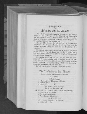 Programm des Festzuges am 12. August.