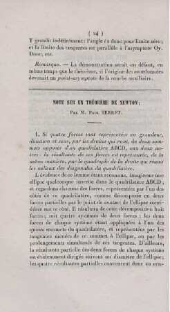 Note sur un théorème de Newton.