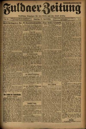 Erste Ausgabe vom Sonntag, den 27. April 1924.