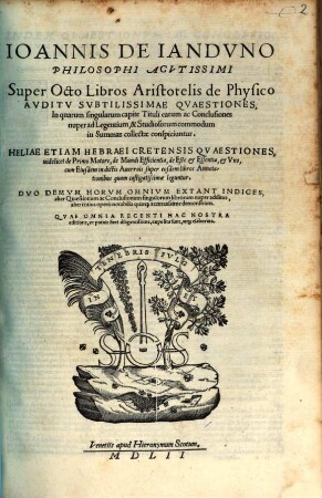 Super octo libros Aristotelis de physico auditu subtilissimae quaestiones