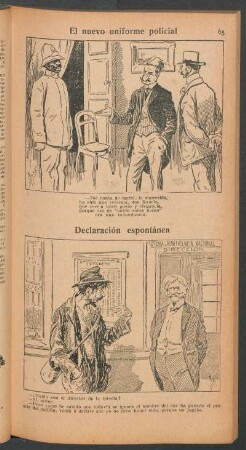 El nuevo uniforme policial [y] Declaración espontánea - [Viñetas cómicas]
