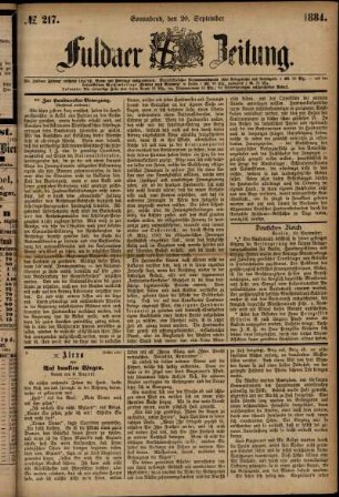 Ausgabe vom Samstag, den 20. September 1884.