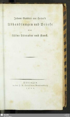 7: Abhandlungen und Briefe über schöne Literatur und Kunst