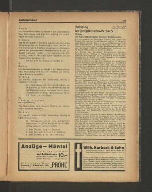 Auflösung der Polizeibeamten-Verbände. Zu unserem Bild auf der Titelseite. Bildung des Kameradschaftsbundes Deutscher Polizeibeamten.