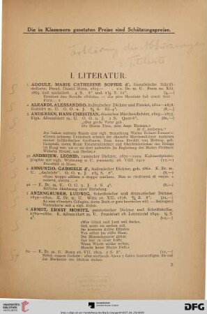 I. Literatur (Nr. 1-316)