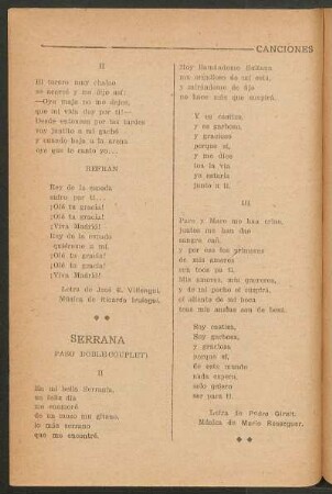 Serrana : (Paso doble-couplet)