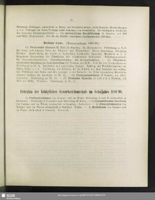 Lehrplan der Königlichen Gewerbzeichenschule