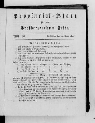 Num. 40, Ausgabe vom 10. September 1817