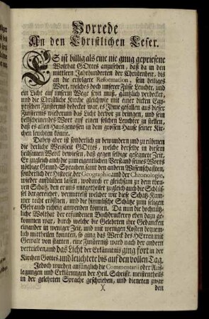 Vorrede An den Christlichen Leser