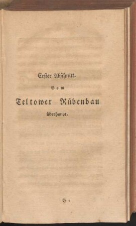 Erster Abschnitt. Vom Teltower Rübenbau überhaupt