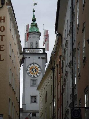 Salzburg - Rathausturm : Der barocke Turm des historischen Rathauses. Aufgenommen in Salzburg am 22. Juli 2011
