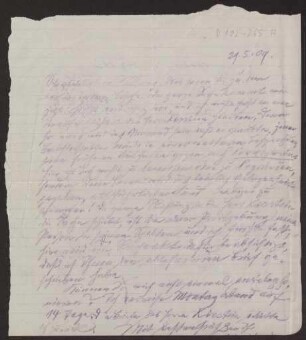 Handschriftlicher Entwurf an Fritz Hellwag (Brief)