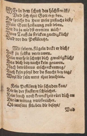 WEr in dem schutz des höchsten ist/ || Vnd sich thut Gott ergeben. ||