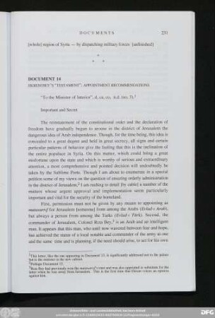Document 14 Ekrem Bey's "Testament": Appointment Recommendations