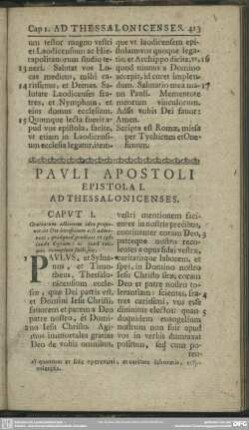 Pauli Apostoli Epistola I. Ad Thessalonicenses