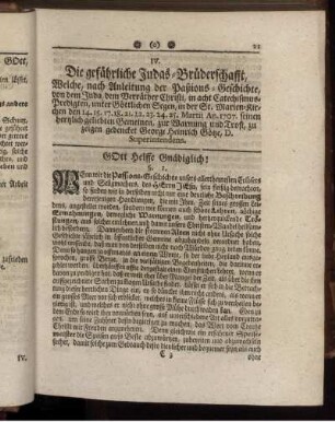 IV. Die gefährliche Judas-Brüderschafft.