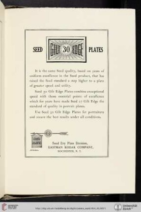 Seed Dry Plate Division, Eastman Kodak Company [Seed Gilt Edge 30 Plates]