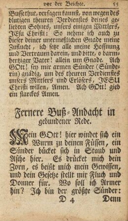 Fernere Buß-Andacht in gebundener Rede.