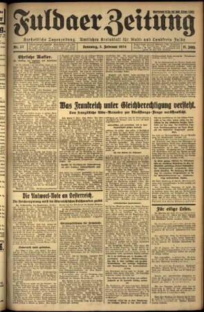 Ausgabe vom Samstag, den 03. Februar 1934.