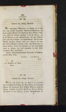 No. 38. Namens Sr. Königl. Majestät.