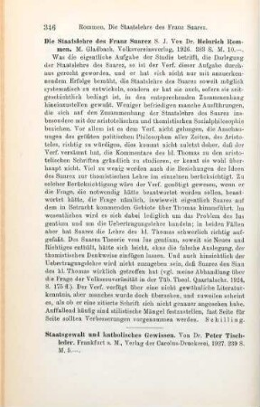 346-349 [Rezension] Tischleder, Peter, Staatsgewalt und katholisches Gewissen