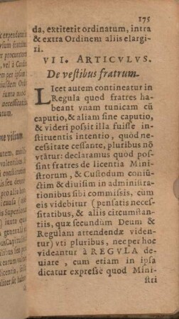 VII. Articvlvs. De vestibus fratrum.