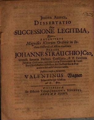Dissertatio De Successione Legitima