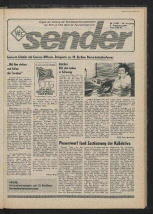 Betriebszeitung 'WF-Sender', Nr.21/1985 (5. Augustausgabe 1985)