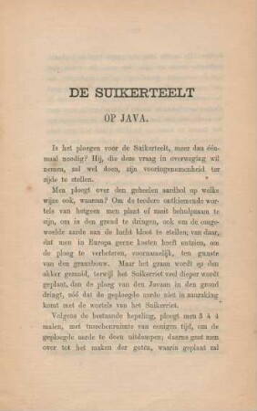De Suikerteelt op Java