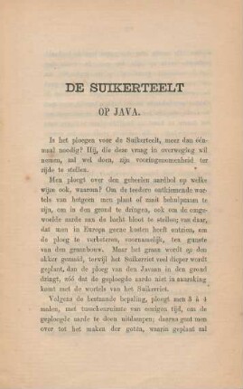 De Suikerteelt op Java