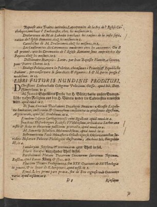 Libri Futuris Nundinis Prodituri.