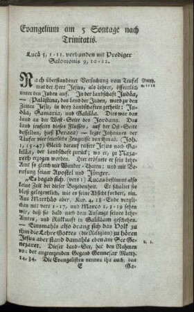 Evangelium am 5. Sontage nach Trinitatis.