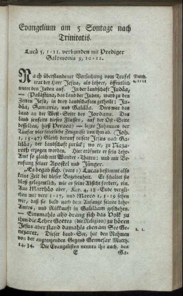 Evangelium am 5. Sontage nach Trinitatis.