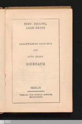 Nemt, frouwe, disen Kranz : ausgewählte Gedichte