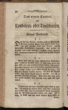 Das vierte Capitel, von Condolenz- und Trostbriefen.