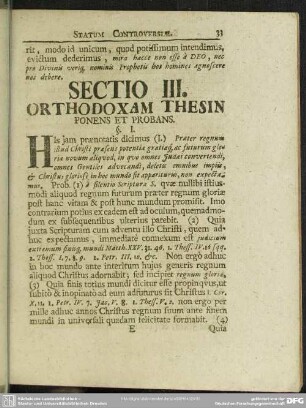 Sectio III. Orthodoxam Thesin Ponens Et Probans