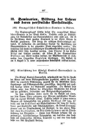 Evangelisches Schullehrer-Seminar in Bütow : [III. Seminarien, Bildung der Lehrer und deren persönliche Verhältnisse]
