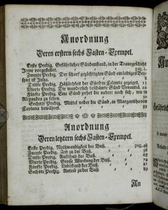 Anordnung Deren erstern sechs Fasten-Exempel