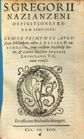 S. Gregorii Nazianzeni Definitiones rerum simplices