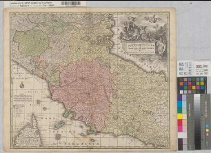 Kirchenstaat Etrurien Territorialkarte Novissima et accuratissima delineatio status ecclesiae et magni ducatus Hetruriae 1.H. 18.Jh. 7 dt. Meilen = 6 cm 47 x 56 farb. Kupferstich: Matthäus Seutter, Augsburg B I 15