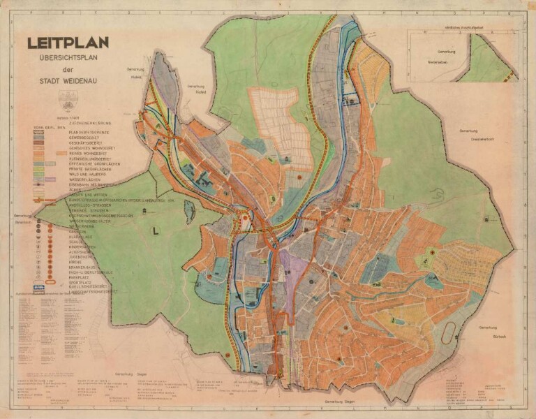 Leitplan, Übersichtsplan der Stadt Weidenau