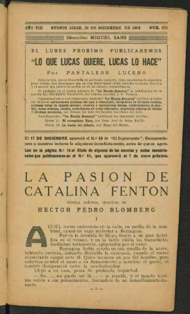 1924008372: La pasión de Catalina Fentón : novela inédita